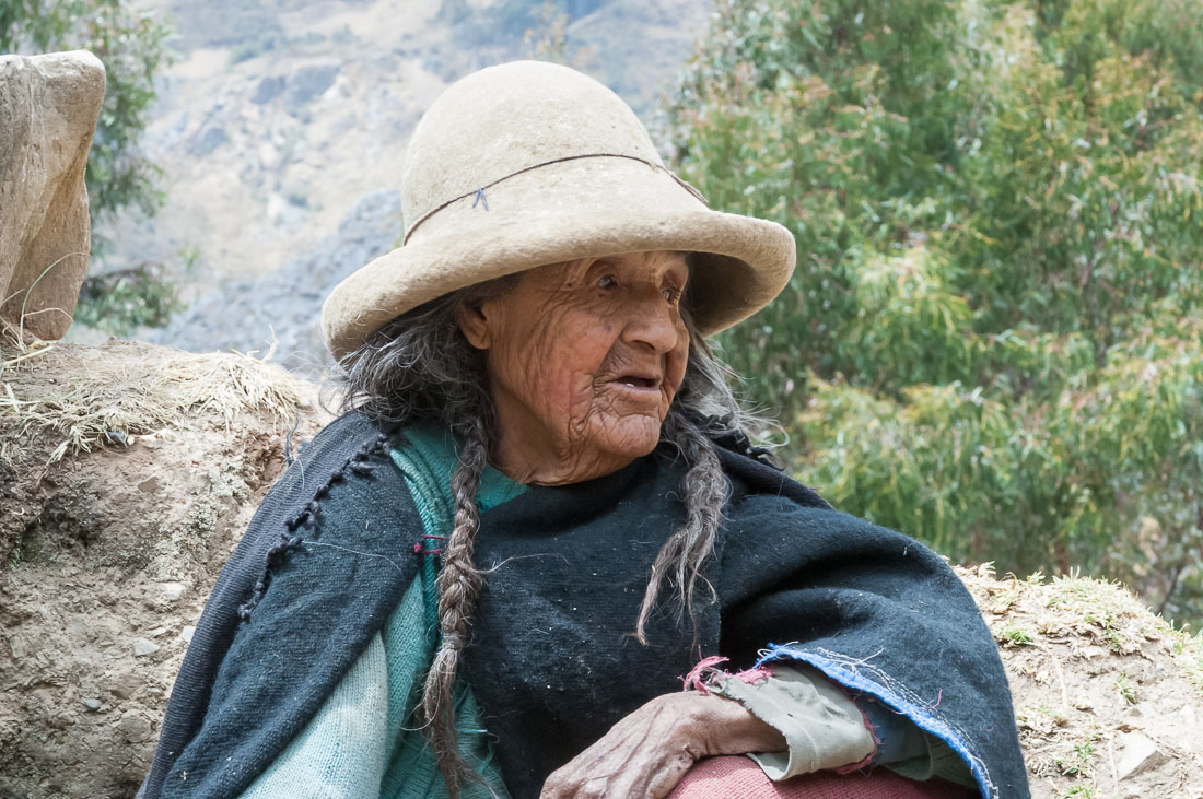 Old woman from the Andes, Cordillera Blanca, Peru, South America