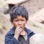 Child from the high elevation of the Cordillera Blanca, Peru, South America