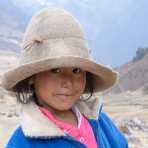 Child from the high elevation of the Cordillera Blanca, Peru, South America