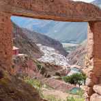 View of the salt pans of Salinas in the Sacred Valley, Cusco, Peru, South America