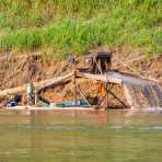 Gold mining at rio Tambopata, Madre de Dios, Peru