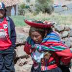 Woman wearing a traditional costume, Chinchero, Sacred valley, Cusco, Peru, South America