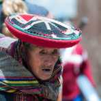 Woman wearing a traditional costume, Chinchero, Sacred valley, Cusco, Peru, South America