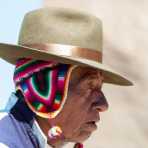 Man in traditional costume, isla Taquile, Lago Titicaca, Peru, South America