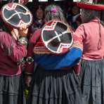 Colorful traditional costumes at the wool artisan fair in Chinchero, Sacred Valley, Peru, South America