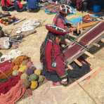 Women weaving at Cinchero wool artisan fair, Sacred Valley, Peru, South America