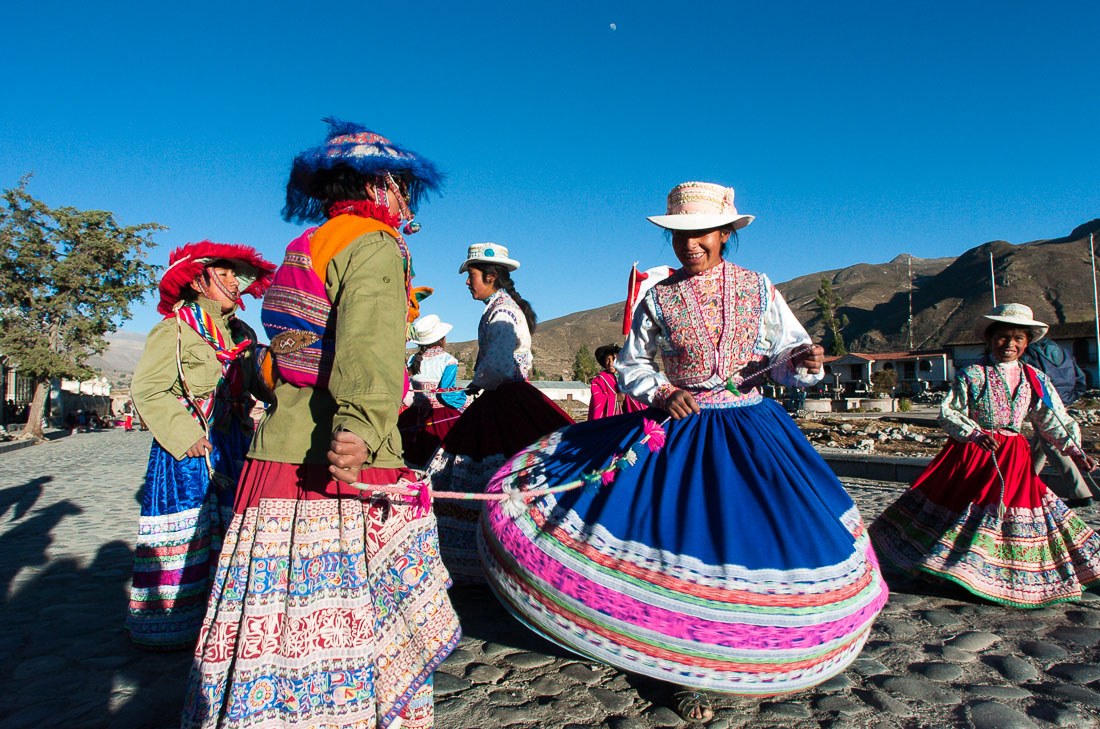 Traditional dances in Chivay, Peru, South America