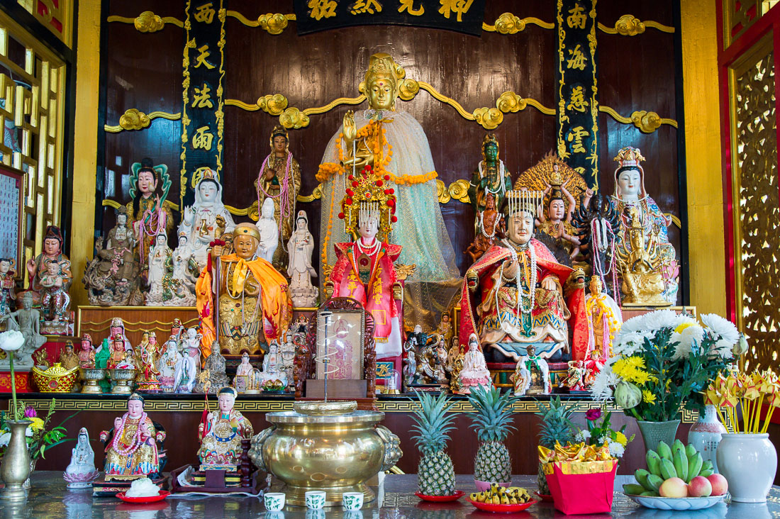 Inside a Chinese Buddhist temple in Phuket, Kingdom of Thailand, Indochina, South East Asia
