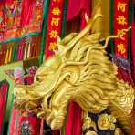 Dragon head at Chinese Buddhist temple in Phuket, Kingdom of Thailand, Indochina, South East Asia