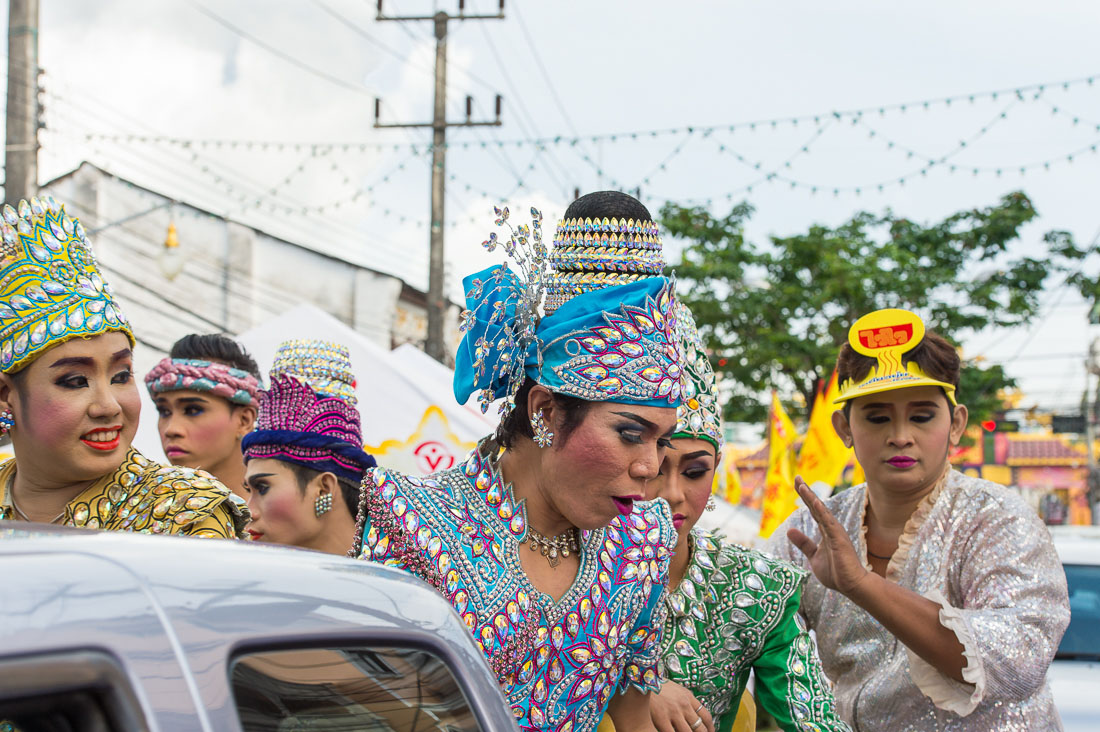 A pick-up loaded with transvestites during the annual Chinese vegetarian festival. Phuket, Kingdom of Thailand, Indochina, South East Asia