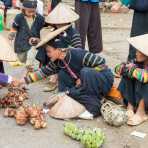 Women from the Lolo people ethnic minority group, wearing traditional clothes. Boa Lac market, Cao Bang province, Viet Nam, Indonesia, South East Asia