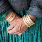 Copper bracelets worn by the Black Hmong people ethnic minority group, Dong Van market, Ha Gian Province, Viet Nam, Indochina, South East Asia