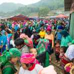 Crowed and busy market in Dong Van, Ha Giang Province, Viet Nam, Indochina, South East Asia