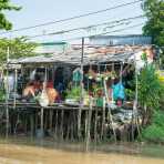 A shak on the Mekong river delta. Viet Nam, Indochina, South East Asia.