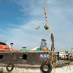 Bamboo sticks with attached fresh produce for sale at Cai Rang floating market, Mekong River Delta, Hau Giang Province, Viet Nam, Indochina, South East Asia