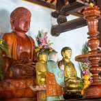 Wood carved statue of Buddha at To Dinh Chuc Thanh pagoda, Hoi An, Quang Nam province, Viet Nam, Indochina, South East Asia