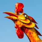 The head of a flying monster a display of artistic lanterns during the 2014 Tet lunar year celebration. Hoi An, Quang Nam Province, Viet Nam, Indochina, South East Asia.